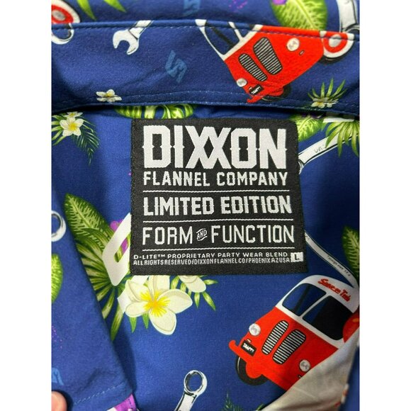 Snap On x Dixxon Flannel Limited Edition Hawaiian Print Button-Up Shirt S/S Blue - Picture 5 of 6